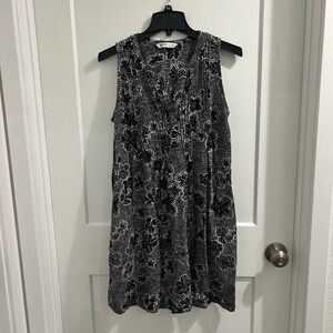 Sonoma Black and White Floral Mini Dress